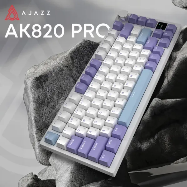 Клавіатура ігрова Ajazz AK820 PRO Flying Fish Switches (White/Purple) (AK820PRO-FF-PWB) (UA)