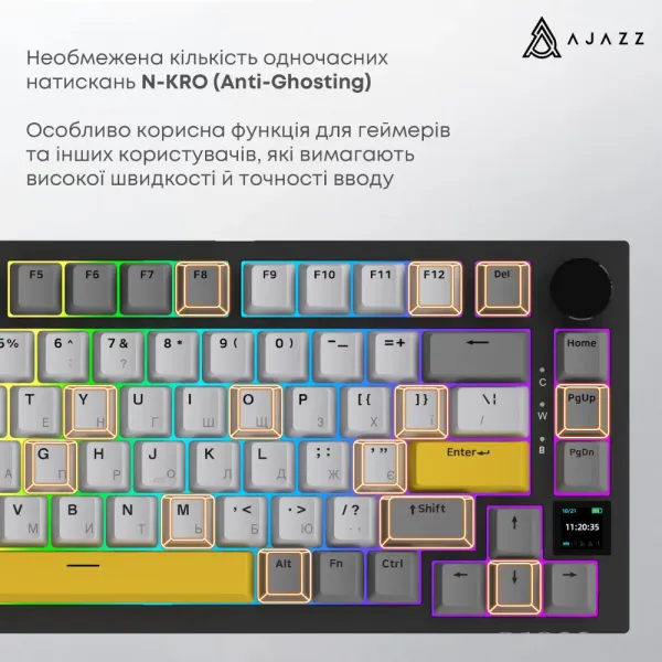 Клавіатура ігрова Ajazz AK820 PRO Gift Switch (Black) (AK820PRO-G-BGY) (UA)