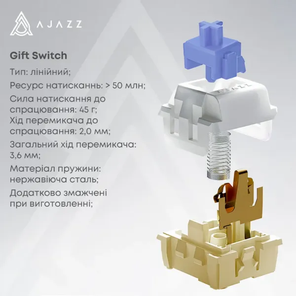 Клавіатура ігрова Ajazz AK820 PRO Gift Switch (White/Purple) (AK820PRO-G-PWB) (UA)