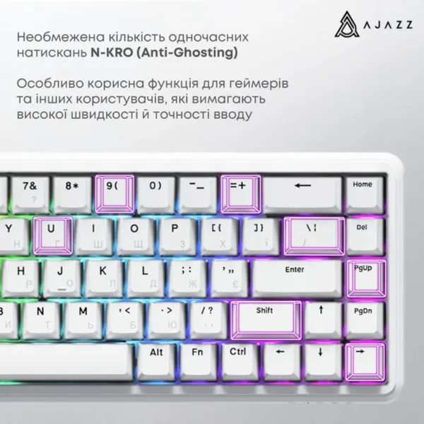 Клавіатура ігрова Ajazz AK680 MAX (White) (AK680-WM-W-A) (UA)