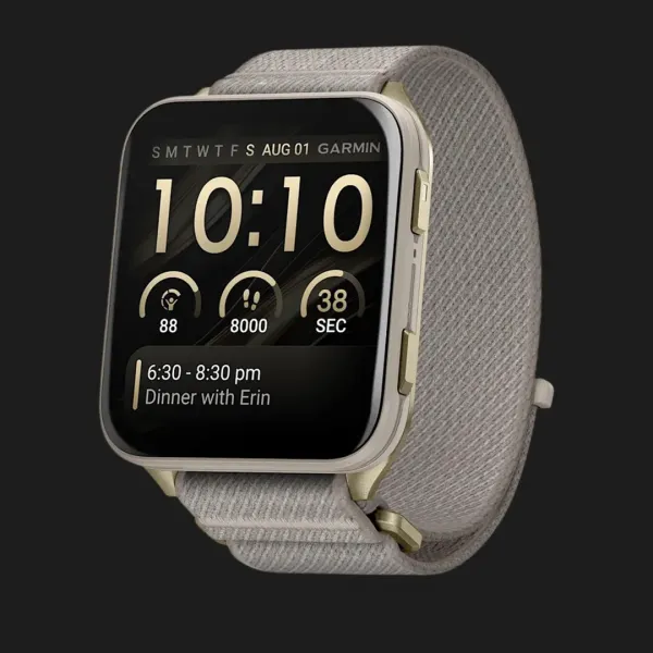 Garmin Venu X1 Soft Gold with Titanium Caseback and French Gray Nylon Band (010-02980-08/09)