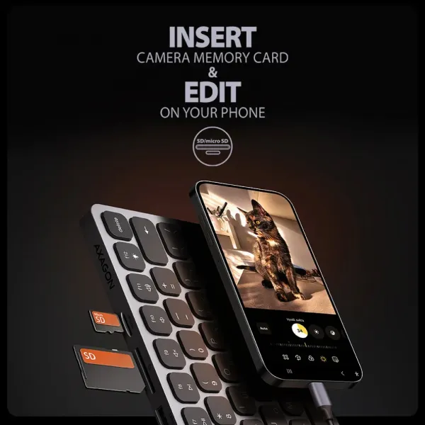 Клавіатура AXAGON HMC-KB 9 in 1 Layout USB (Silver/Black) (UA)