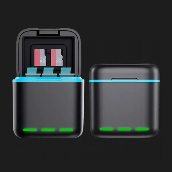 Зарядний пристрій для GoPro Hero 9-12 Portable Battery Charger 3 Slot Charging Box