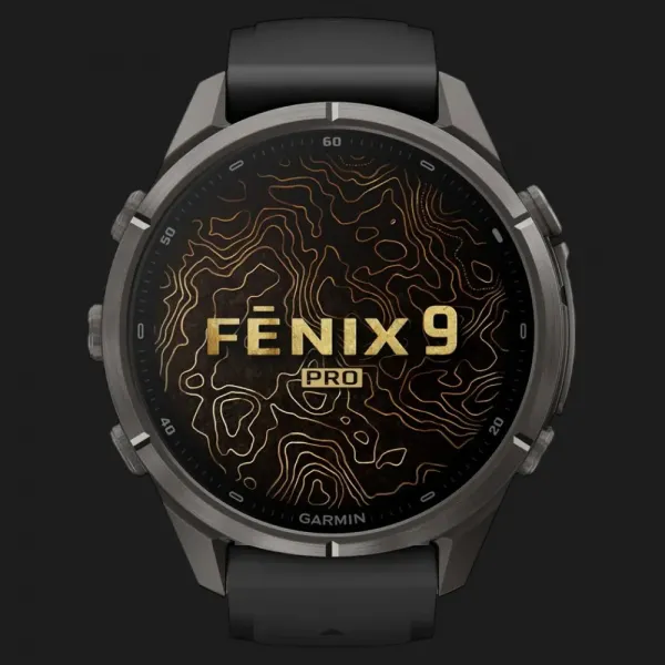 Garmin Fenix 9 Pro 43mm LTE AMOLED Sapphire Carbon Gray DLC Titanium with Black/Pebble Gray Silicone Band