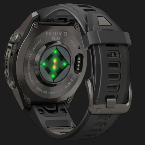 Garmin Fenix 9 Pro 43mm LTE AMOLED Sapphire Carbon Gray DLC Titanium with Black/Pebble Gray Silicone Band