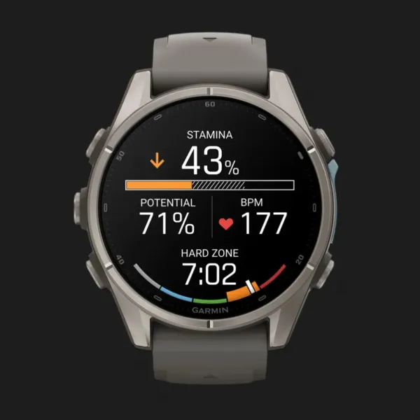 Garmin Fenix 9 43mm AMOLED Sapphire Titanium with Pebble Gray Silicone Band