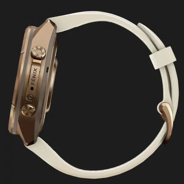 Garmin Fenix 9 Pro 43mm LTE AMOLED Sapphire Autumn Gold Titanium with Cream/French Gray Silicone Band