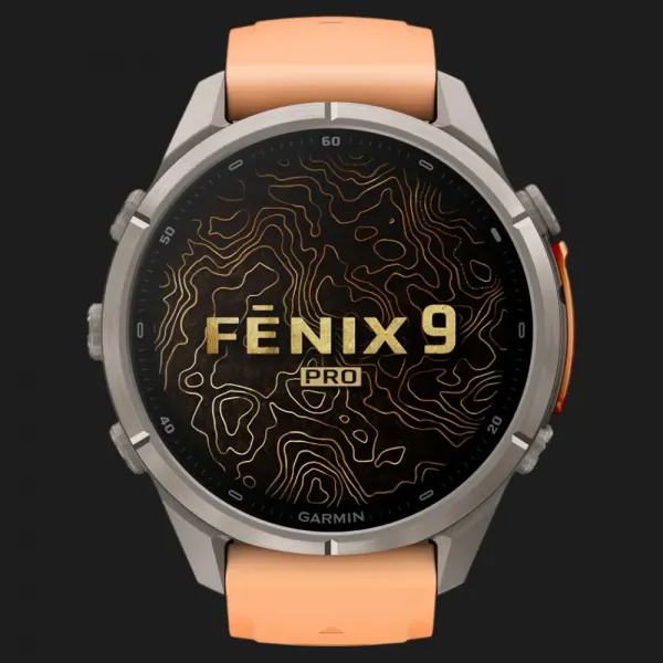 Garmin Fenix 9 Pro 43mm LTE AMOLED Sapphire Titanium with Shell Pink/Autumn Orange Silicone Band