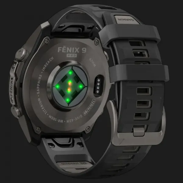 Garmin Fenix 9 Pro 47mm LTE AMOLED Sapphire Carbon Gray DLC Titanium with Black/Pebble Gray Silicone Band