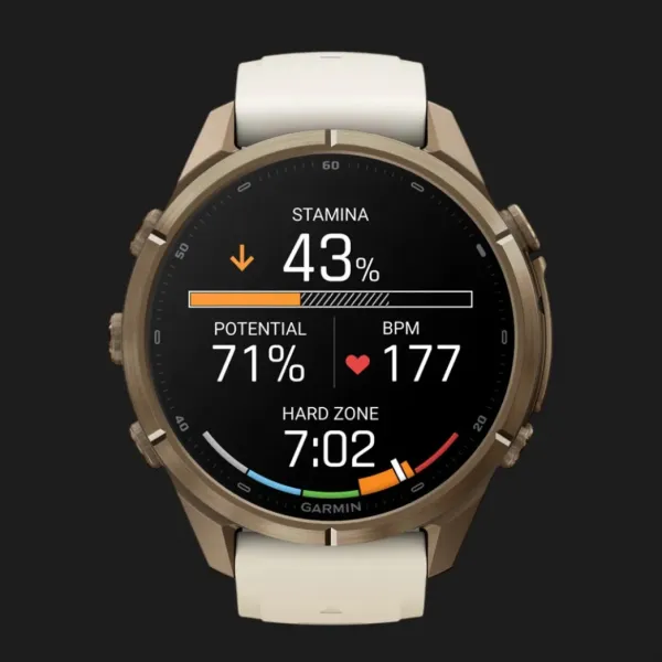 Garmin Fenix 9 Pro 43mm AMOLED Sapphire Autumn Gold Titanium with Cream/French Gray Silicone Band