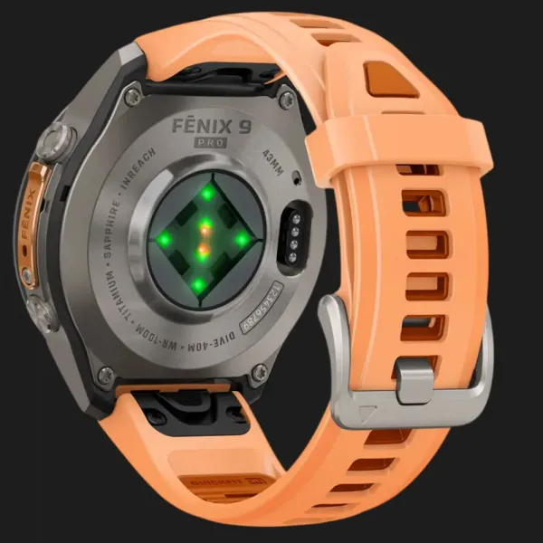 Garmin Fenix 9 Pro 43mm AMOLED Sapphire Titanium with Shell Pink/Autumn Orange Silicone Band