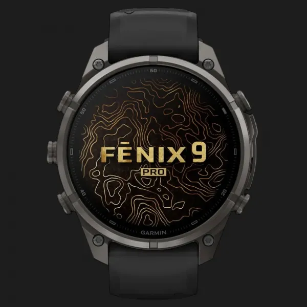 Garmin Fenix 9 Pro 47mm AMOLED Sapphire Carbon Gray DLC Titanium with Black/Pebble Gray Silicone Band