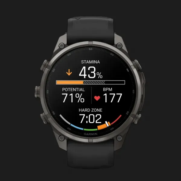 Garmin Fenix 9 Pro 47mm AMOLED Sapphire Carbon Gray DLC Titanium with Black/Pebble Gray Silicone Band