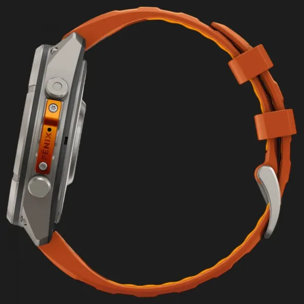 Garmin Fenix 9 Pro 47mm AMOLED Sapphire Titanium with Autumn Orange/Spark Orange Silicone Band