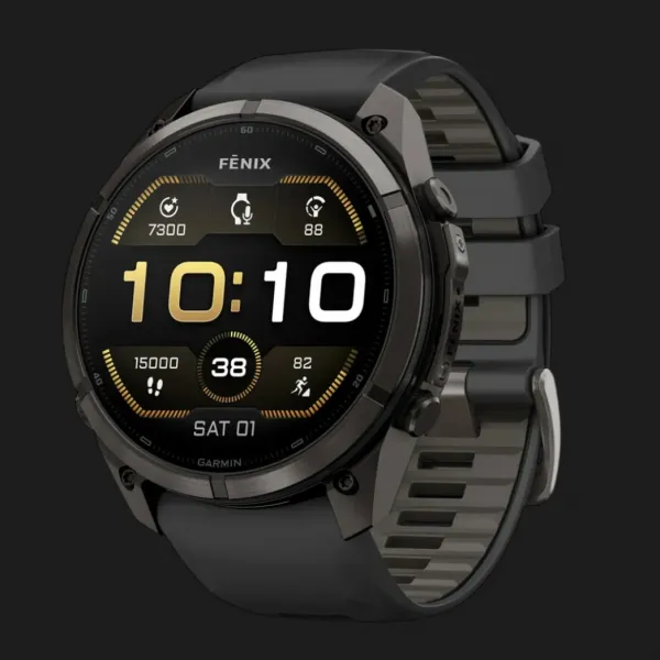 Garmin Fenix 9 Pro 51mm AMOLED Sapphire Carbon Gray DLC Titanium with Black/Pebble Gray Silicone Band