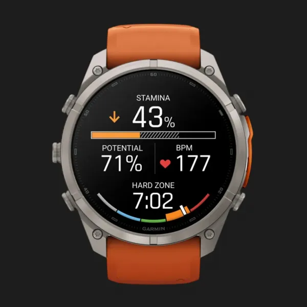 Garmin Fenix 9 Pro 51mm AMOLED Sapphire Titanium with Autumn Orange/Spark Orange Silicone Band
