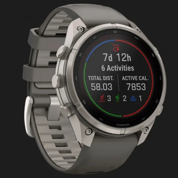 Garmin Fenix 9 Pro 47mm Sapphire Solar Titanium with Pebble Gray/Silver Gray Silicone Band