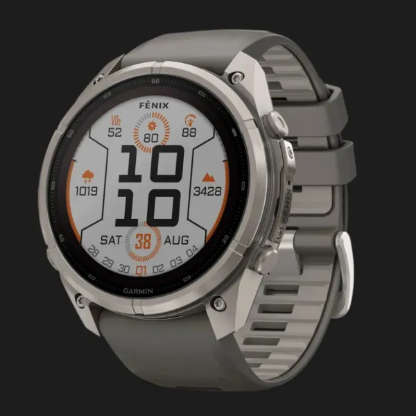Garmin Fenix 9 Pro 51mm Sapphire Solar Titanium with Pebble Gray/Silver Gray Silicone Band