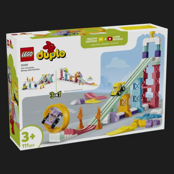 Конструктор LEGO DUPLO 3 в 1 Цікаві гірки та трампліни з автомобілями  (10478)