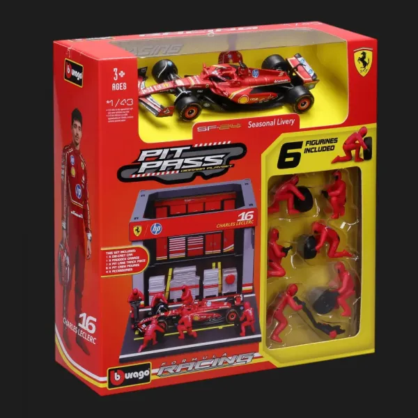 Ігровий набір B​burago Pit Pass Ferrari SF-24 (1:43) (18-36862 (#16))