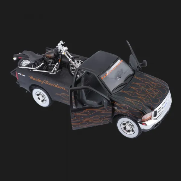 Набір Maisto Harley-Davidson: машинка (1:27) 1999 Ford F-350 Super Duty Pickup, мотоцикл (1:24) (32181)