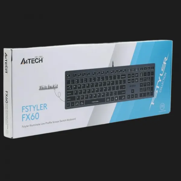 Клавіатура A4Tech FX60 USB (Gray) White backlit (FX60)