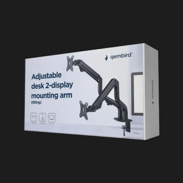 Кронштейн Gembird для 2 моніторів 17"-32" (MA-DA2-02) (Black)
