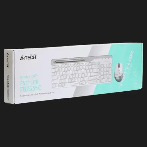 Комплект бездротовий клавіатура + миша A4Tech FB2535C (Icy White)