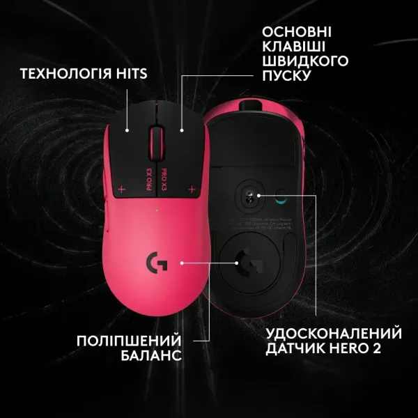 Ігрова миша Logitech G Pro X3 Superstrike Lightspeed Wireless (Pink Eclipse)
