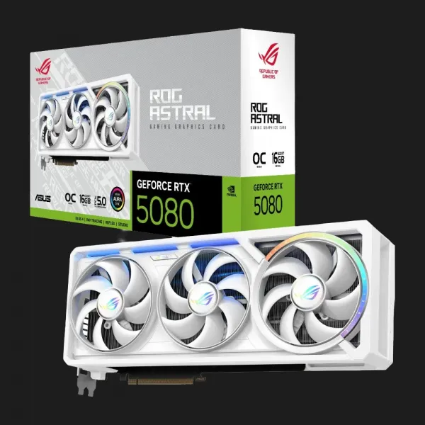 Відеокарта ASUS GeForce RTX 5080 ROG Astral 16GB (ROG-ASTRAL-RTX5080-O16G-WHITE)