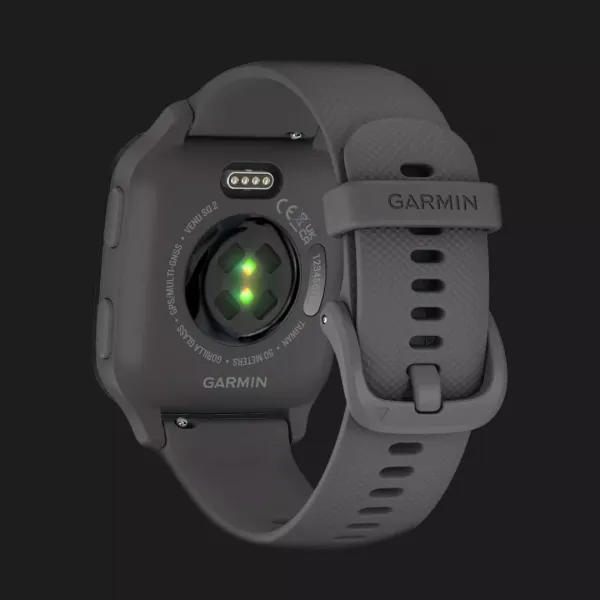 Garmin Venu Sq 2 Slate Aluminum Bezel with Shadow Gray Case and Silicone Band