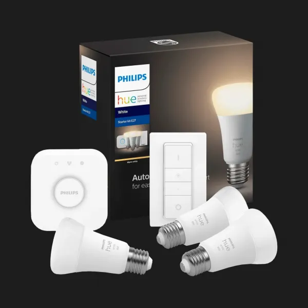 Стартовий комплект Philips Hue White (Bridge, Dimmer, лампа E27, 3шт)