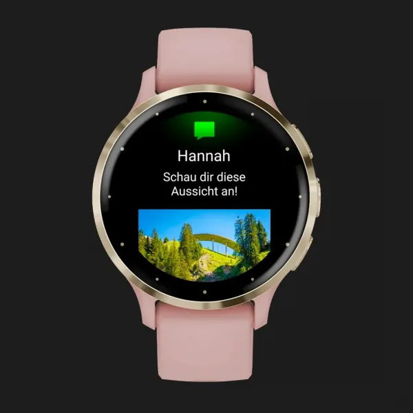 Garmin Venu 3S Soft Gold Stainless Steel Bezel with Dust Rose Case and Silicone Band