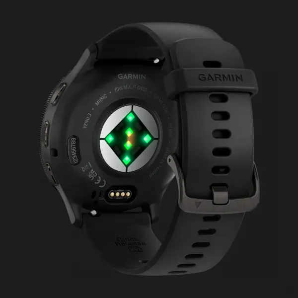 Garmin Venu 3 Slate Stainless Steel Bezel with Black Case and Silicone Band