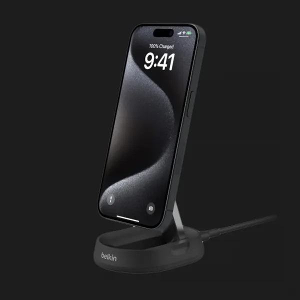Безпровідна зарядка Belkin 15 Вт Magnetic Stand Qi2 (Black)