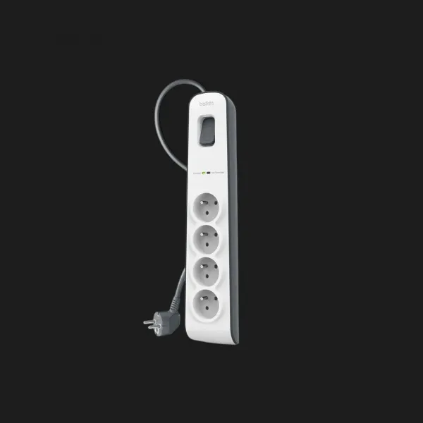 Мережевий фільтр Belkin 4хТип F, 3x1.5мм кв, 16А з захистом від перенапруги, 2м (White)
