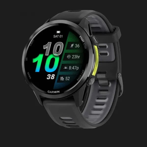 Garmin Forerunner 970 Carbon Gray DLC Titanium with Black Case and Black/Translucent Whitestone Band