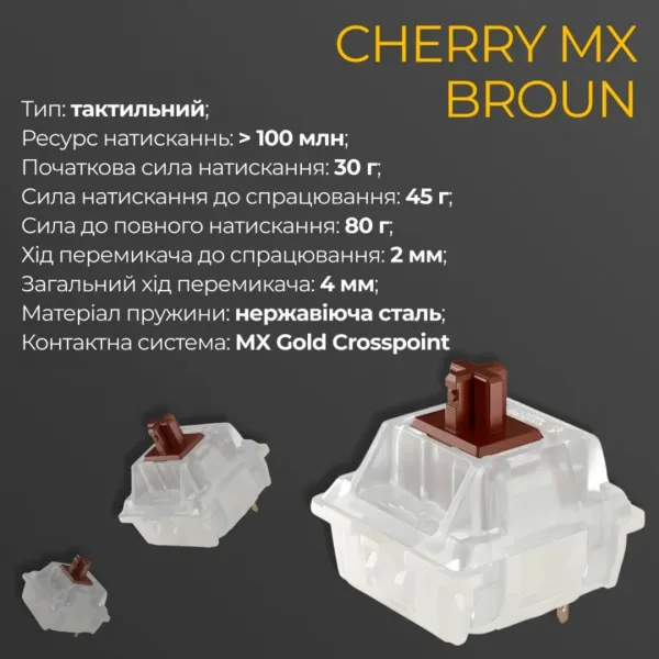 Клавіатура ігрова Ducky One 3 Mini Cherry MX Brown RGB (Black) (UA)