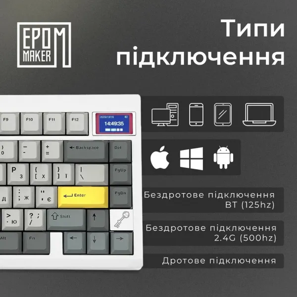 Клавіатура ігрова Epomaker TH80 PRO V2 Wisteria Tactile (White) (UA)