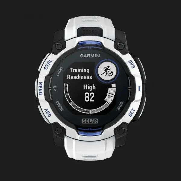 Garmin Instinct 3 45mm Solar Whitestone with Whitestone/Bolt Blue Band