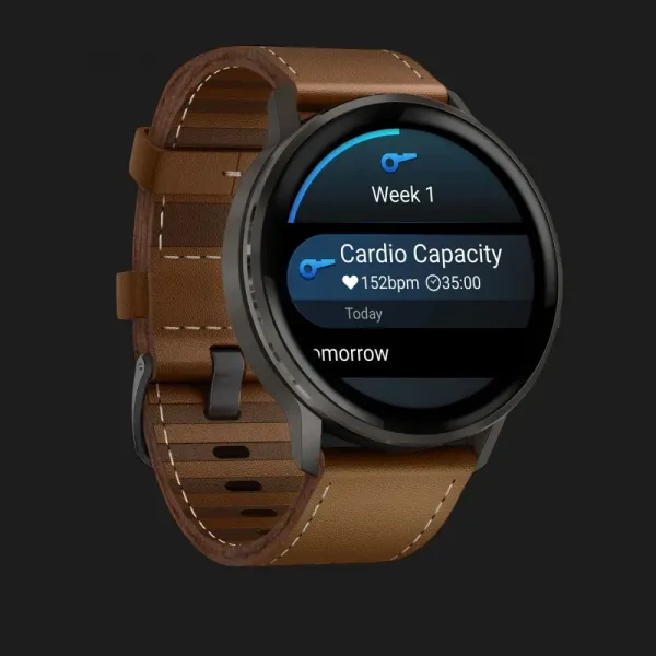Garmin Venu 4 45mm Slate with Black Silicone Band and Brown Leather Band
