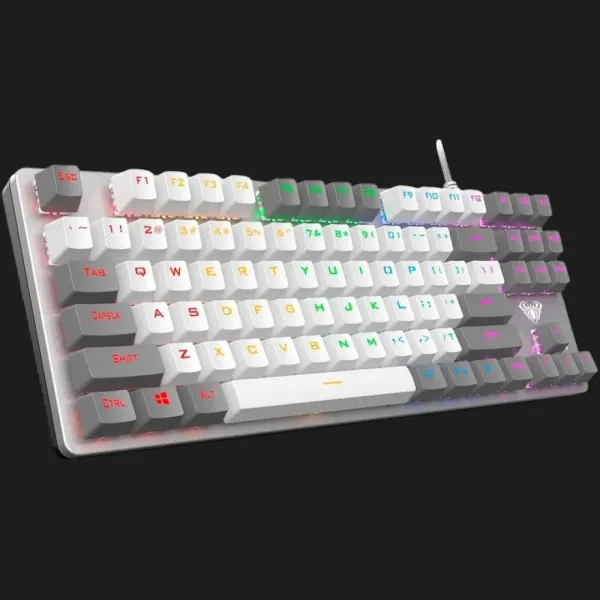 Клавіатура дротова AULA F3287 keycap KRGD blue EN/UA (Gray/White) (UA)