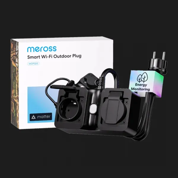 Смарт розетка вулична Meross MOP320HK-EU (сумісна з Matter) (Black)