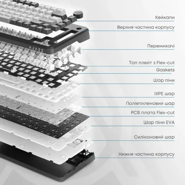 Клавіатура ігрова Ajazz (White) (AK820MAX-DD-BWD) (UA)